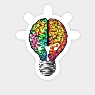 Light bulb brain, female crative idea, female power Sticker